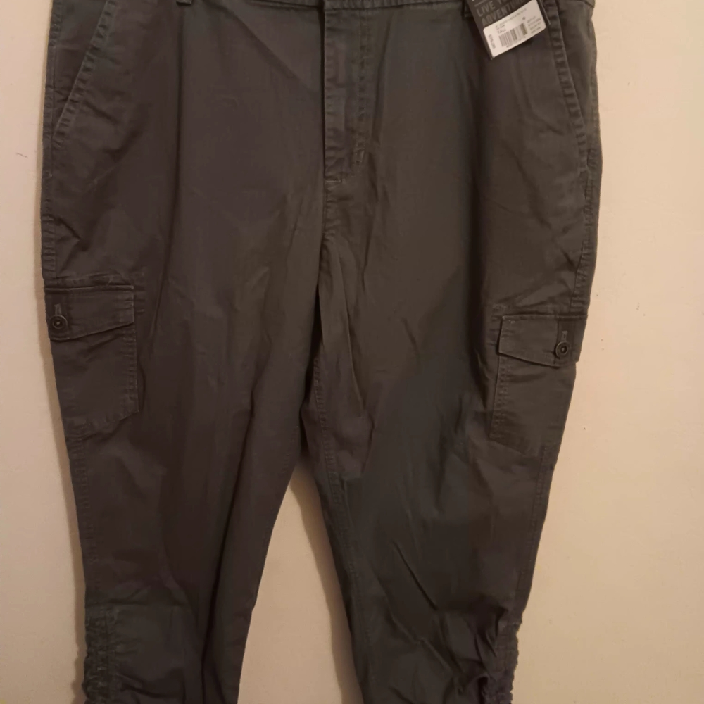 Eddie Bauer pants Women's Sz Tall 16 Capri Stretch, Adventurer, Green, NWT $75 - Picture 2 of 8